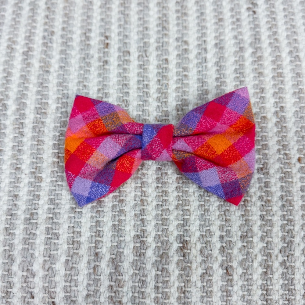 The Foggy Dog Pink and Purple Plaid Bow Tie